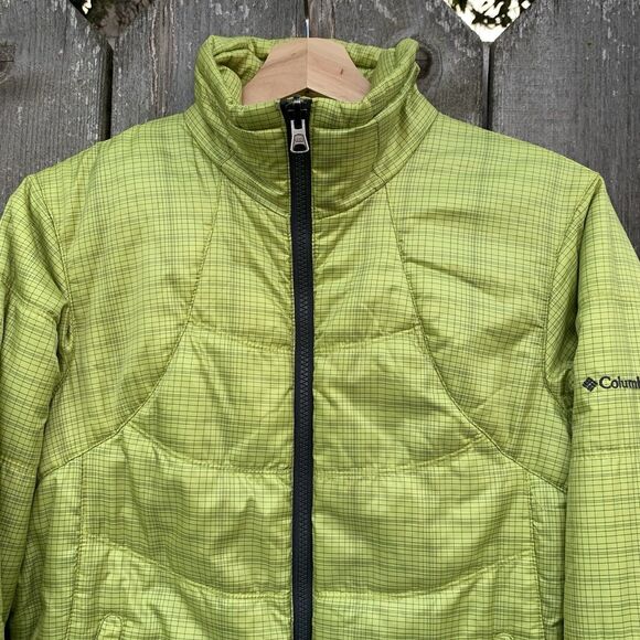 COLUMBIA Jacket Womens Sz Medium Bright Yellow Quilted Core Interchange - Picture 4 of 16